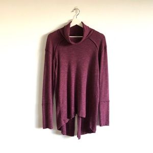 We The Free | Free People Dark Purple Plum Split Back Turtleneck Size Medium